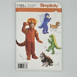 Simplicity 1765A dinosaur dragon kids and matching dog costumes sz 3 4 5 6 7 8